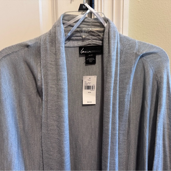 Lane Bryant Grey Open Front Cardigan Sweater Plus 3/4 Sleeves Pockets Sz 26/28 - Picture 2 of 12